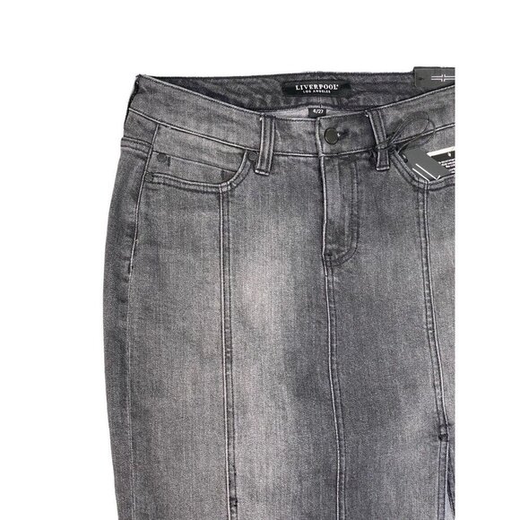 Liverpool Womens High Rise Denim Skirt‎ Front Side Slit Fray Hem Size 4/27 - Picture 4 of 12